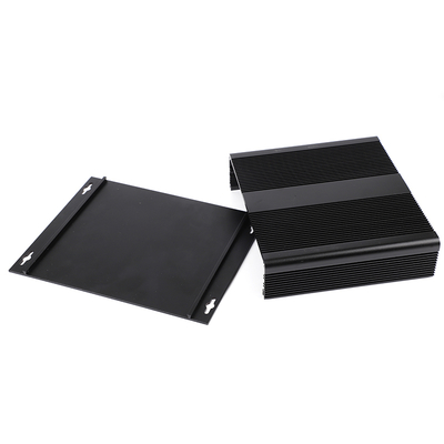 204x48x150mm Grandi involucri in alluminio estruso con i lati del dissipatore di calore in colore argento nero